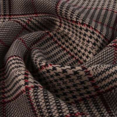 checks brush woven paper print thick suiting 100% polyester fabric made in japan for wool coat